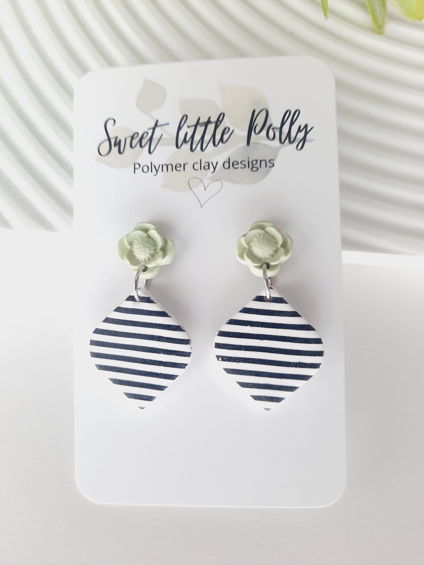 .Pastel Flower with Black and White Stripe