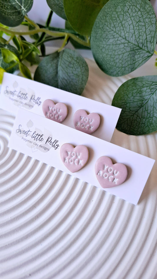 .You Rock! Large Heart Studs