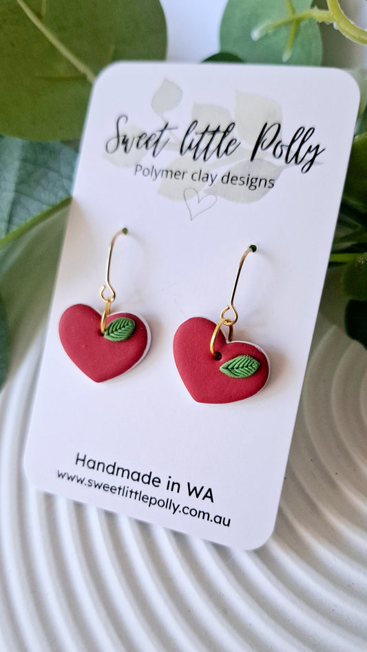 .Apple of My Eye Apple Heart Earrings