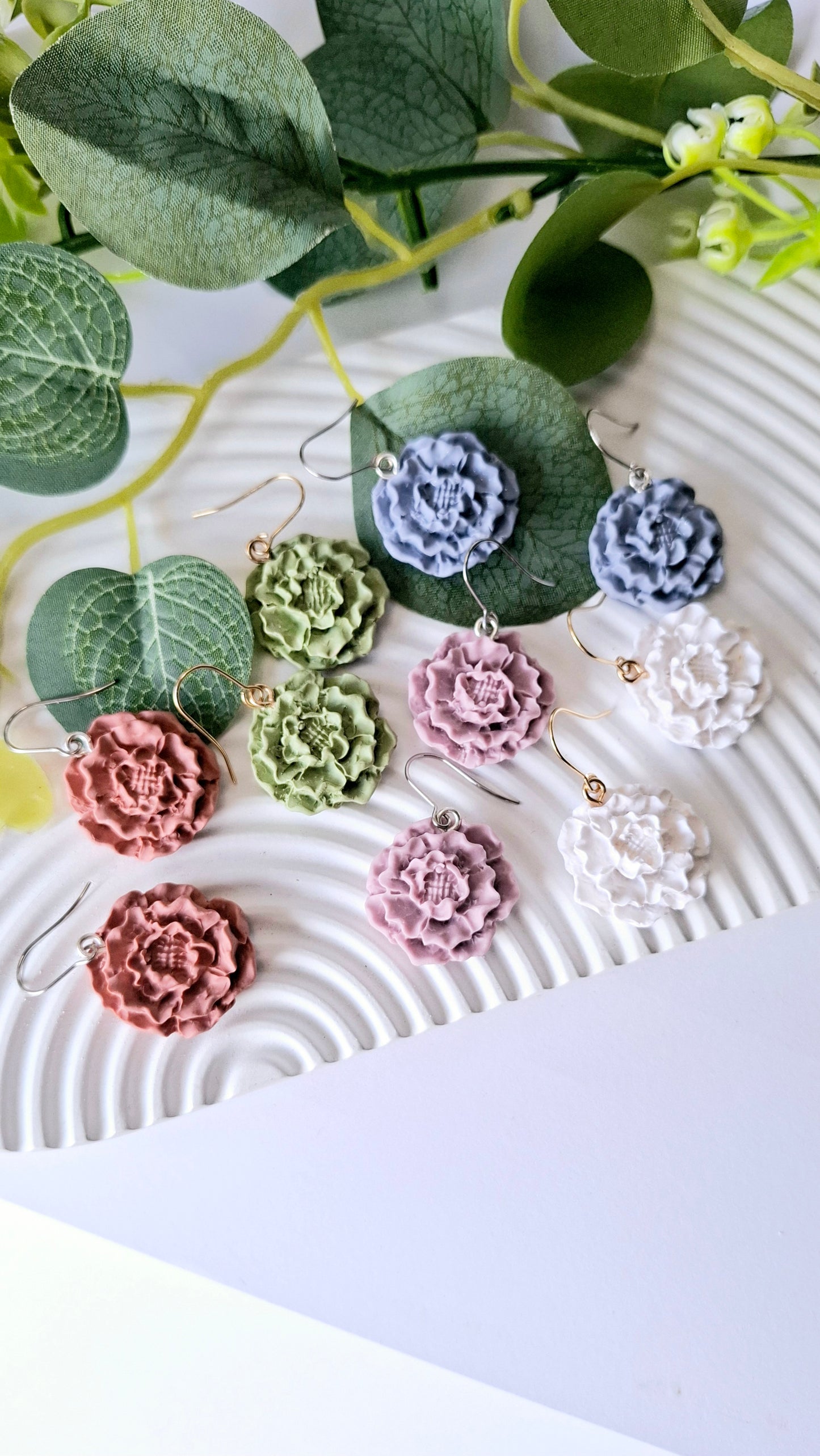 .Carnation Flower Drop Dangles