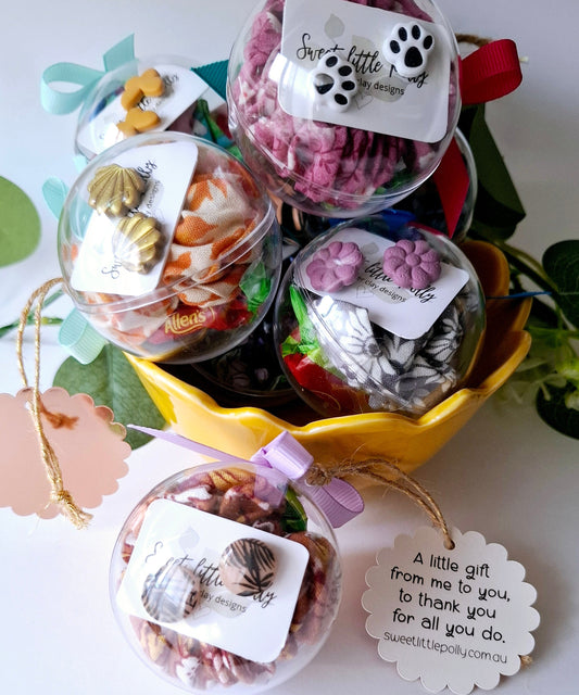 .60mm Bauble - Scrunchie and Studs with Gift Tag