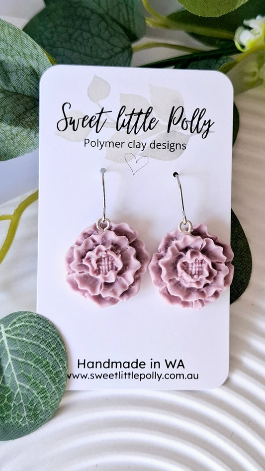 .Carnation Flower Drop Dangles